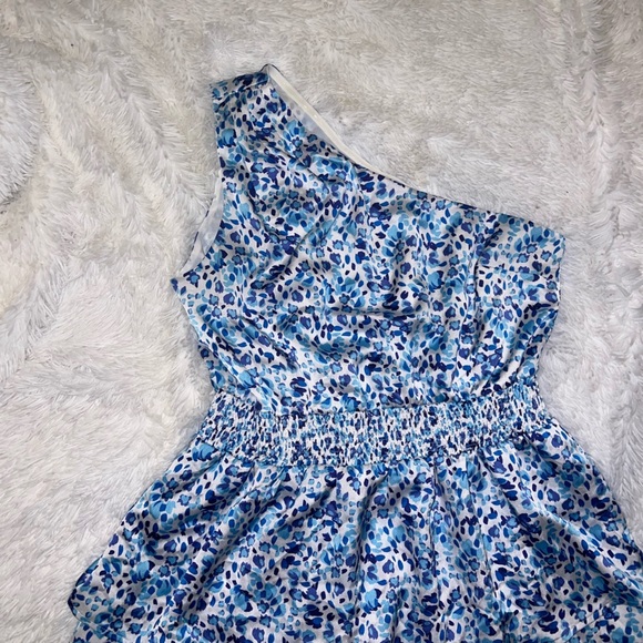 Sugarlips One Shoulder Blue and White Ruffle Mini Dress size XL Cocktail Party - Picture 1 of 4